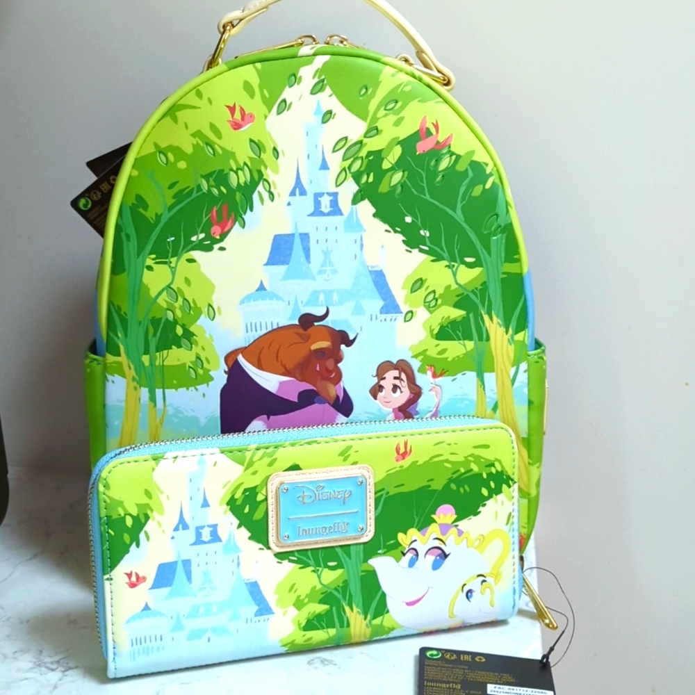 NWT Loungefly Disney Beauty and the Beast Mini Backpack and Wallet